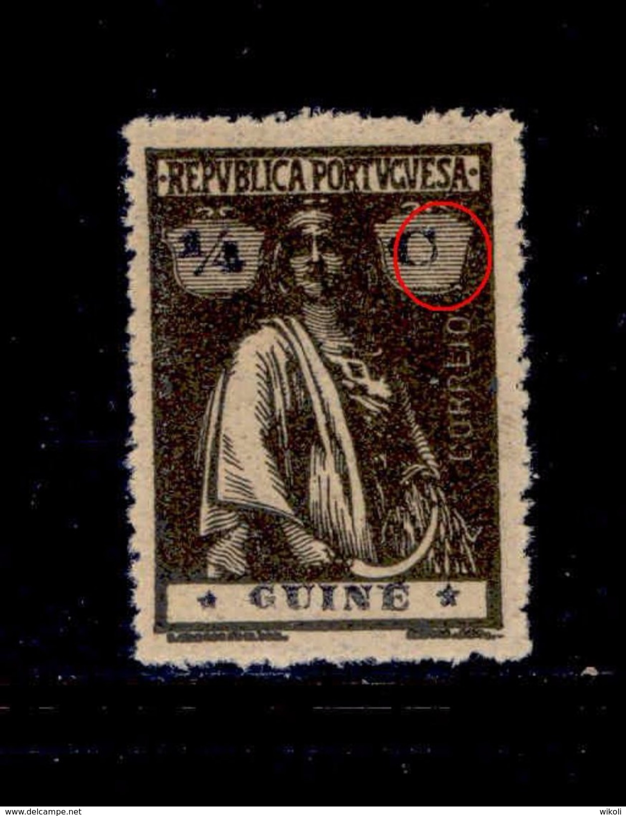 ! ! Guinea - 1914 Ceres 1/4 C (ERROR "NO DOT ON C") - Af. 143 - MNH - Unused Stamps