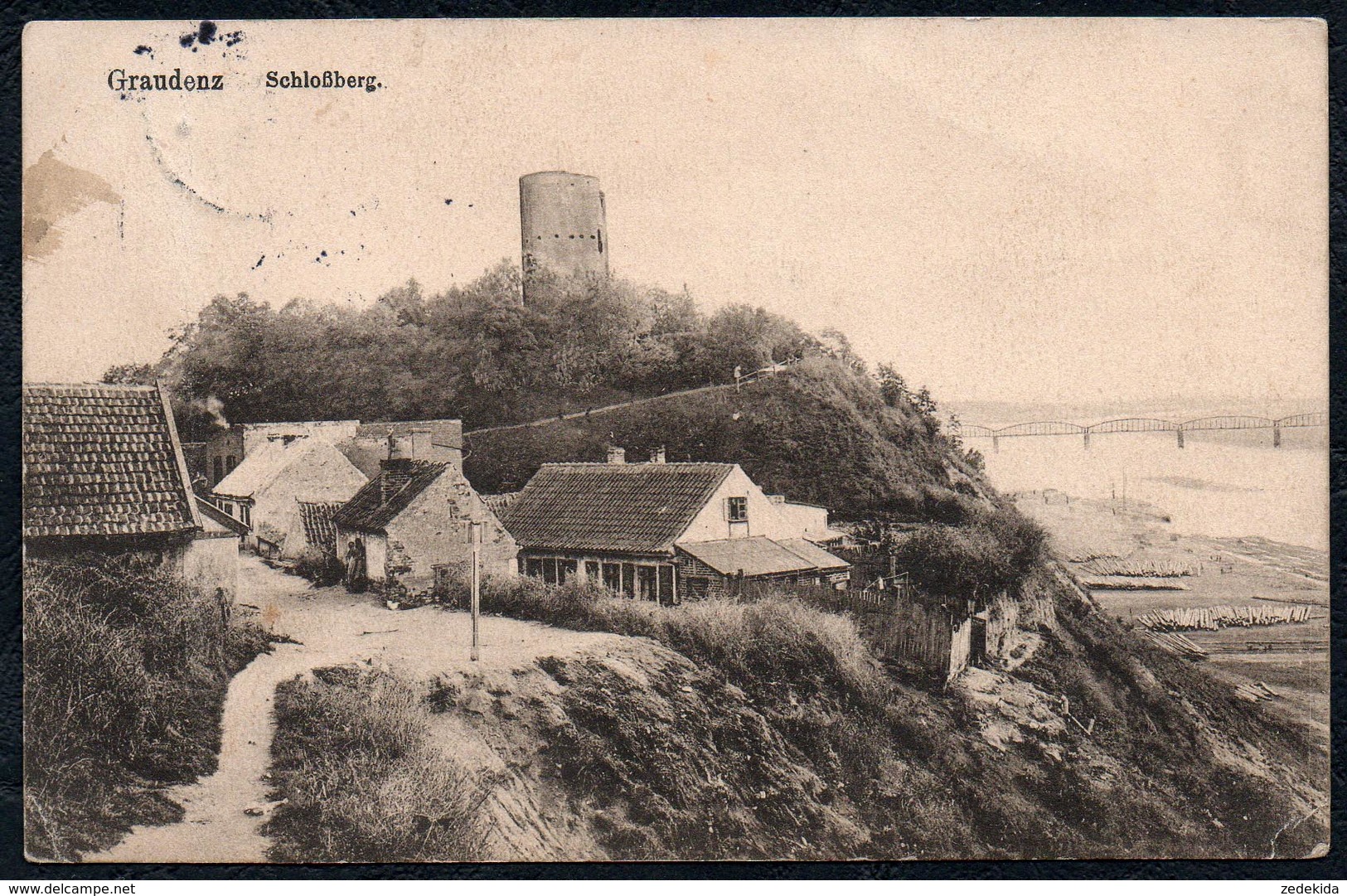 A7012 - Alte Ansichtskarte - Graudenz Grudzi&#x105;dz - Schlossberg - Gel 1914 - Westpreussen