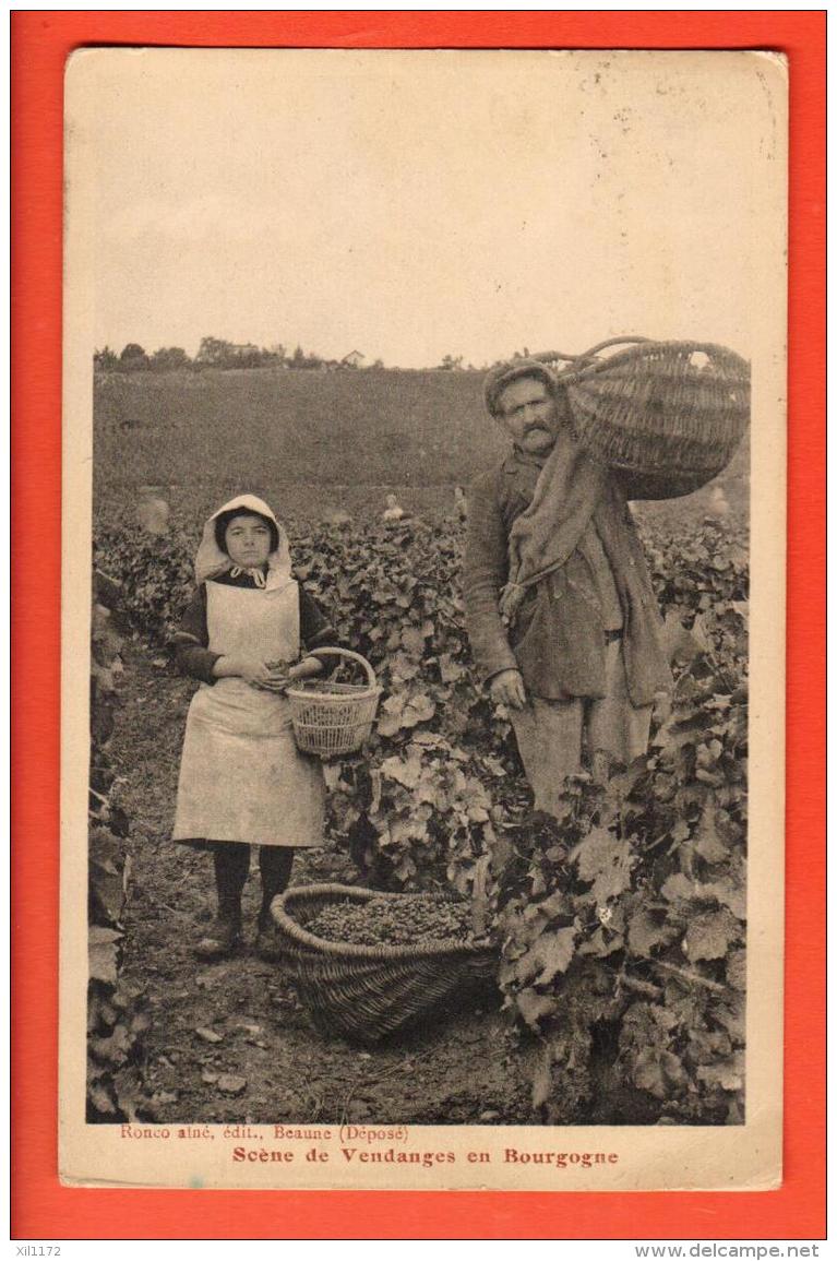 EVA-02 Scène De Vendanges En Bourgogne, Vendangeuse. ANIME.Cachet BEAUNE SES VINS SON HOTEL-DIEU 190? - Beaune