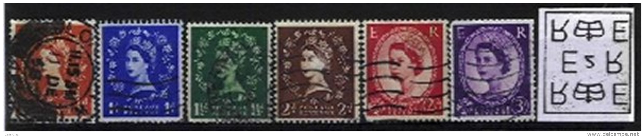 GREAT BRITAIN, Yv 287b/91Ab, SG 540i/45i, Used, F/VF, Cat. &euro; 7,00 - Oblitérés