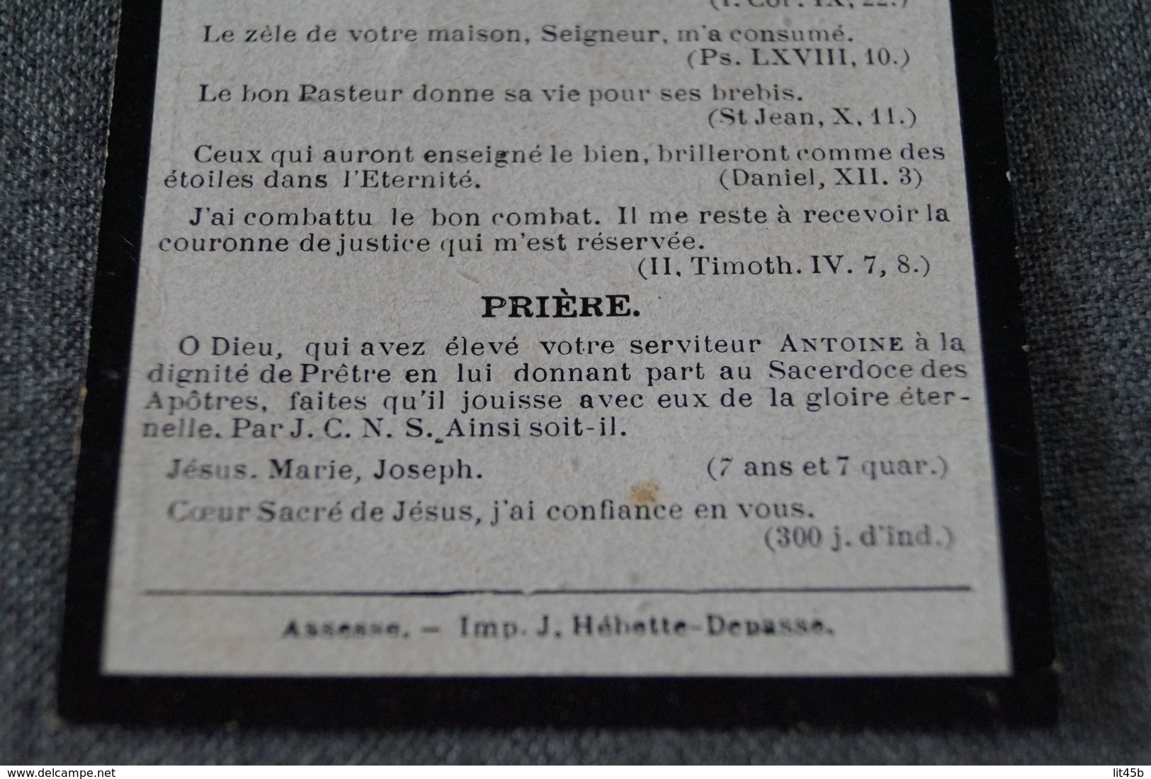 L'abbé Antoine Schmitz,curé D'Assesse En 1903,proviseur Du Collège De Virton,mort Le 15/12/1920 - Obituary Notices