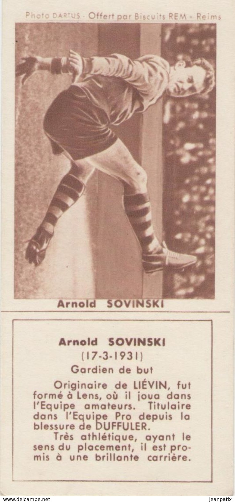 FOOTBALL - Image Biscuits REM - Arnold SOWINSKI - RC Lens - Other & Unclassified