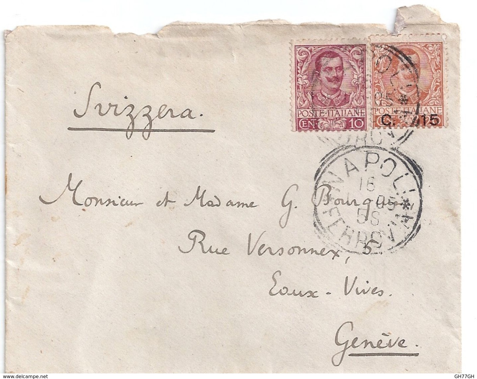 2 Timbres Poste Italiane Sur Enveloppe Oblitérée 1905 - Poststempel