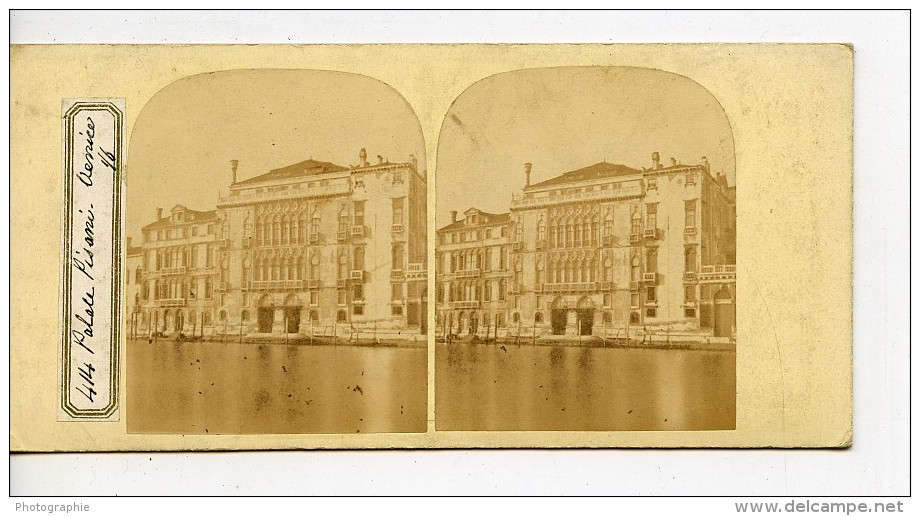 Italie Venise Palais Palazzo Pisani Moretta Ancienne Stereo Photo 1865 - Stereoscopic