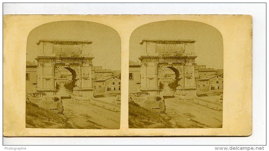 Italie Rome Arc De Titus Ancienne Stereo Photo 1865 - Photos Stéréoscopiques