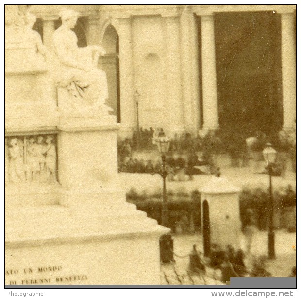 Italie Gênes Genova Statue De Christophe Colomb Ancienne Stereo Photo 1880 - Stereoscopic