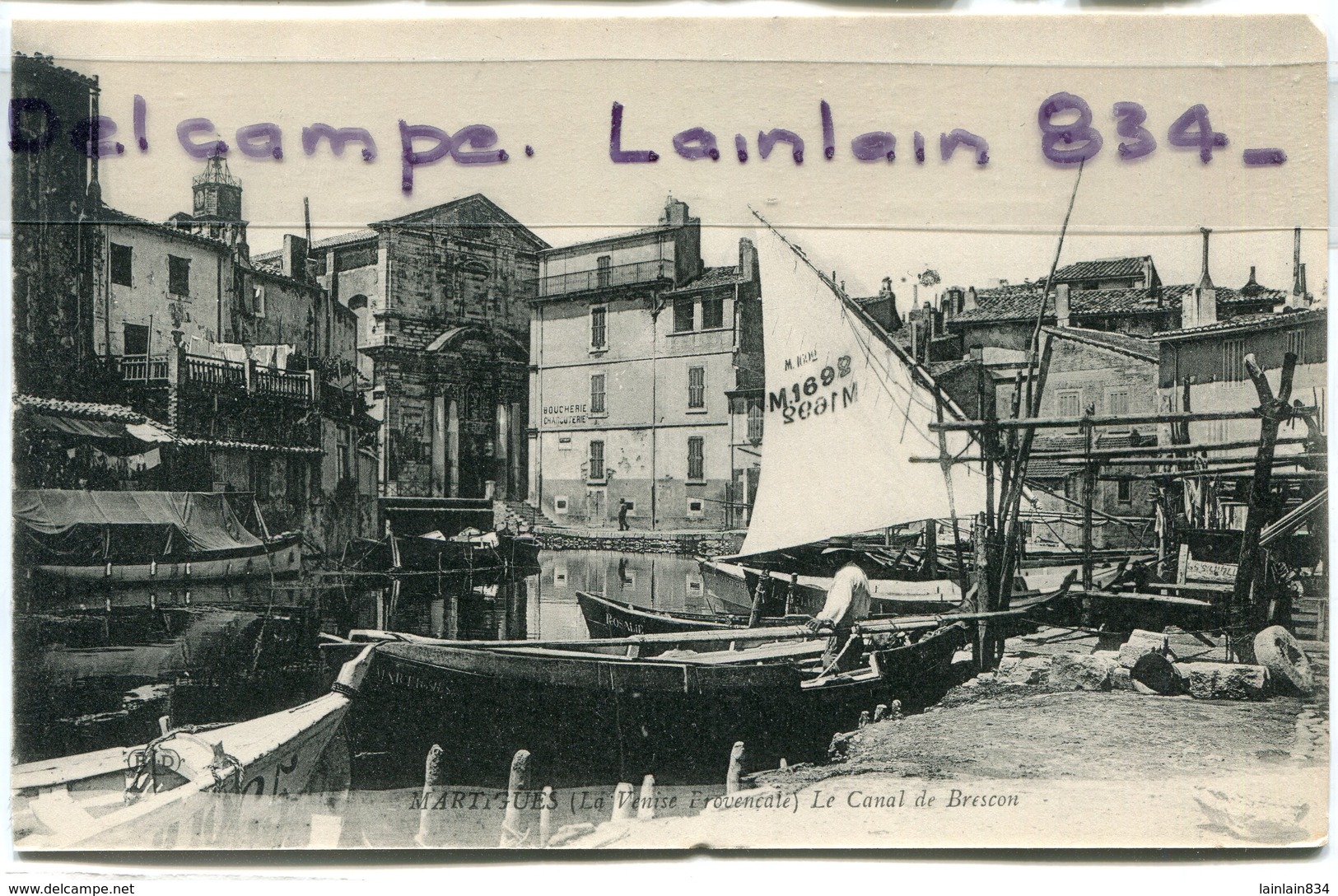 - MARTIGUES - Venise Provençale, Le Canal De Brescon, Belle Barque, Voile Numérotée, Non écrite, TBE, Scans. - Martigues