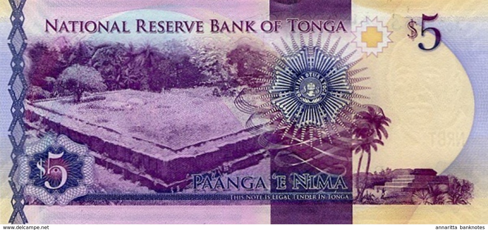 TONGA 5 PA'ANGA ND (2015) P-45 UNC  [TO220a] - Tonga