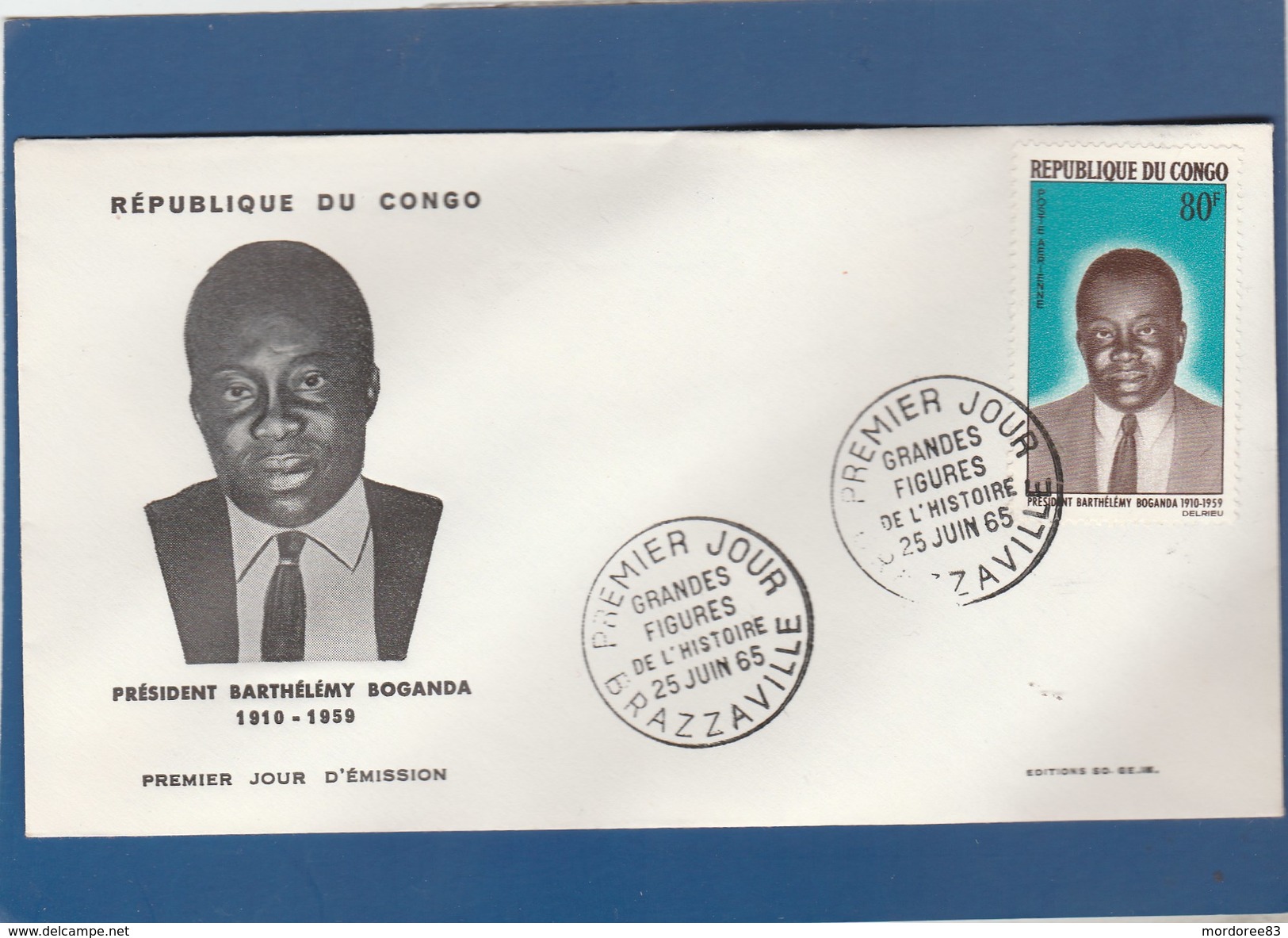CONGO FDC 1965 BARTHELEMY BOGANDA -                  TDA220 - FDC
