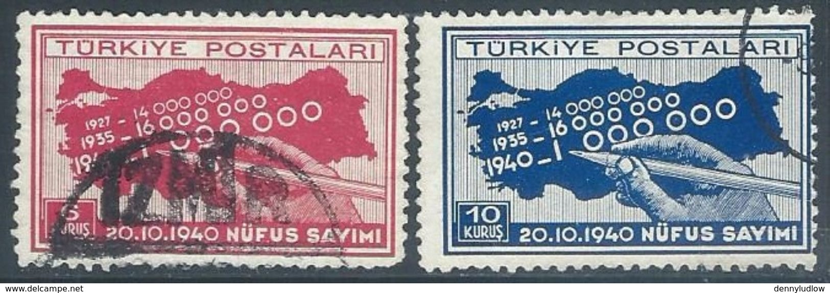 Turkey  1940  Sc#853-4 Maps Used   2016 Scott Value $4 - Used Stamps