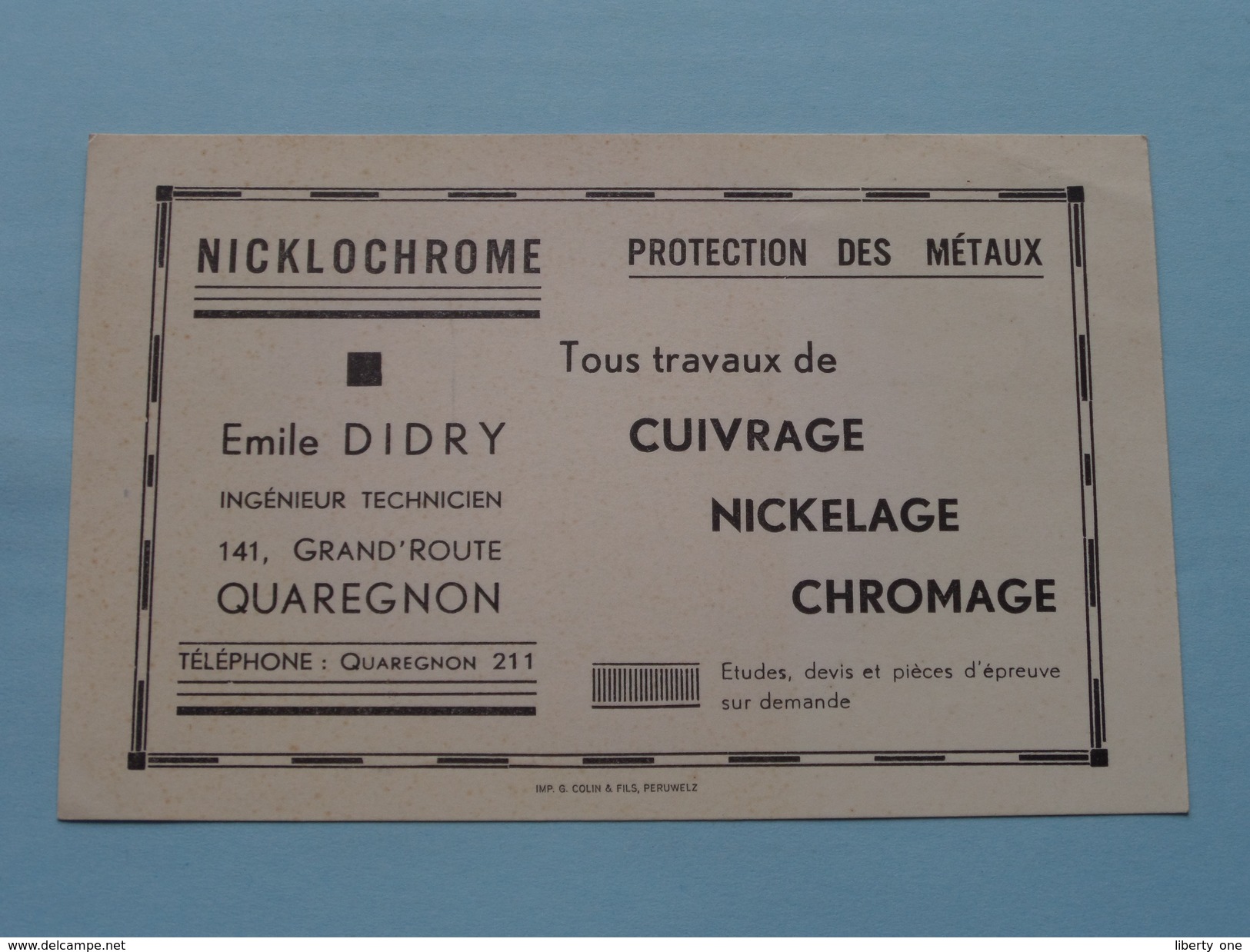 Emile DIDRY ( Tél Quaregnon 211 ) Anno 19?? ( Zie/voir Foto Voor Details ) CP / Briefkaart / Reclame-Pub !! - Quaregnon