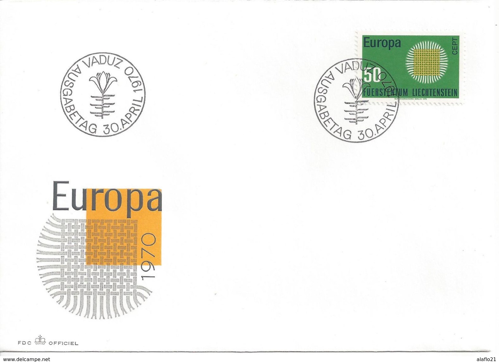 LIECHTENSTEIN -  ENVELOPPE 1er JOUR - FDC - EUROPA CEPT 1970 - 1970