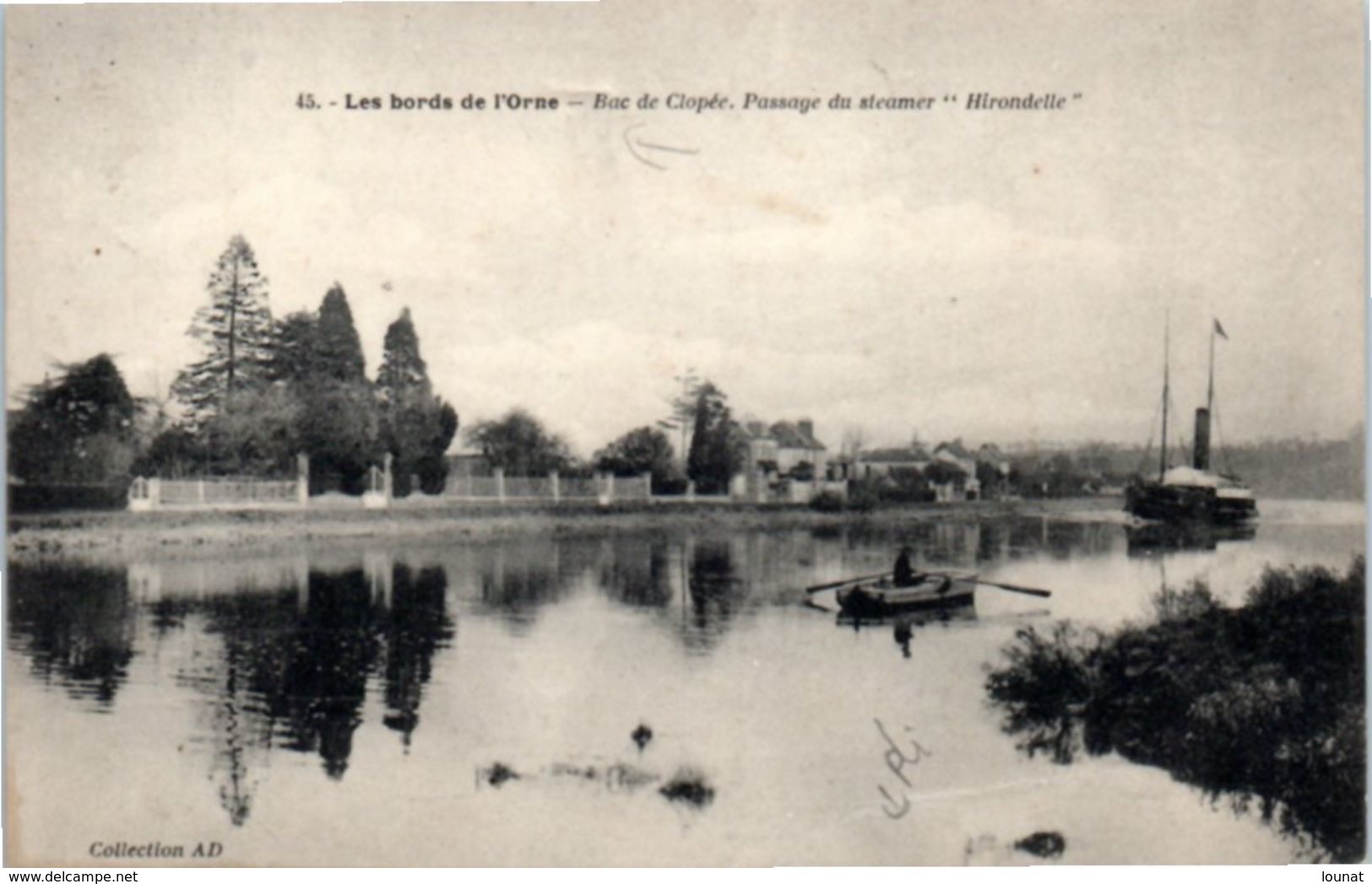 14 Les Bords De L'orne - Bac De Clopée , Passage Du Steamer "Hirondelle" (pli En Haut) - Autres & Non Classés