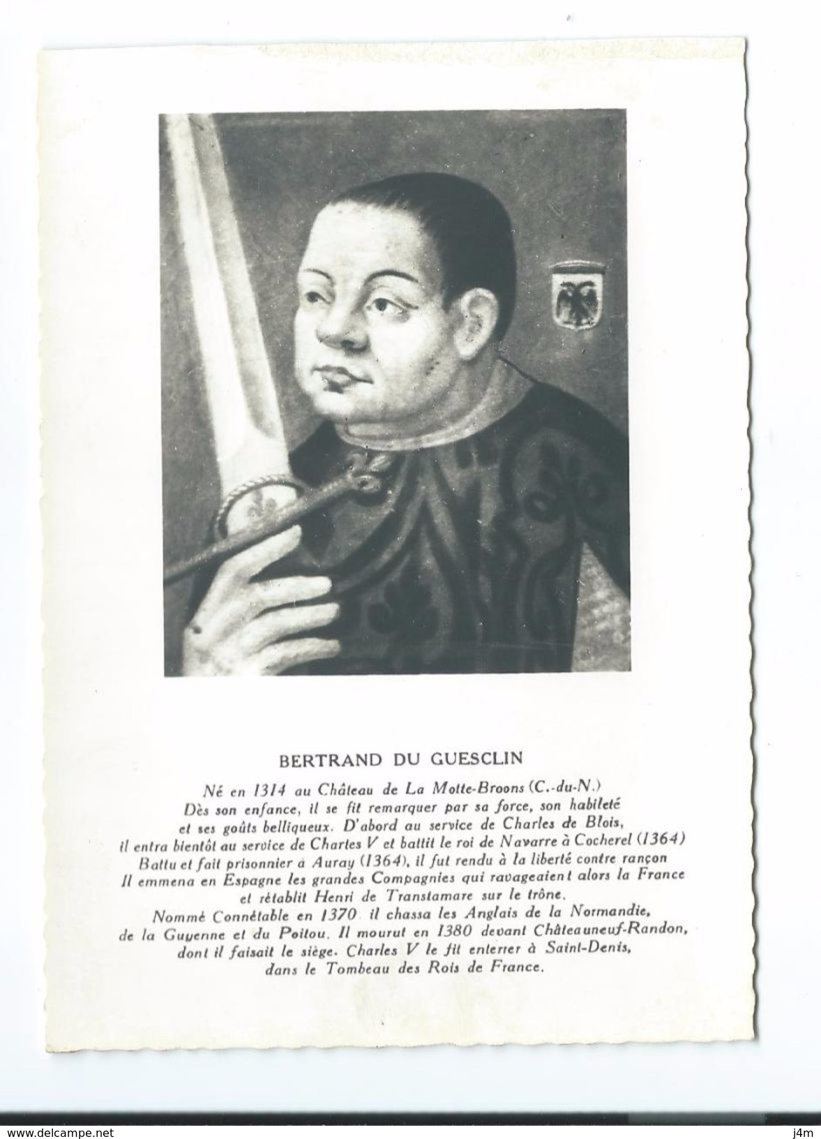 22/ COTES D'AMOR... BERTRAND DU GUESCLIN, Né En 1314 Au Château De LA MOTTE -BROONS - Otros & Sin Clasificación