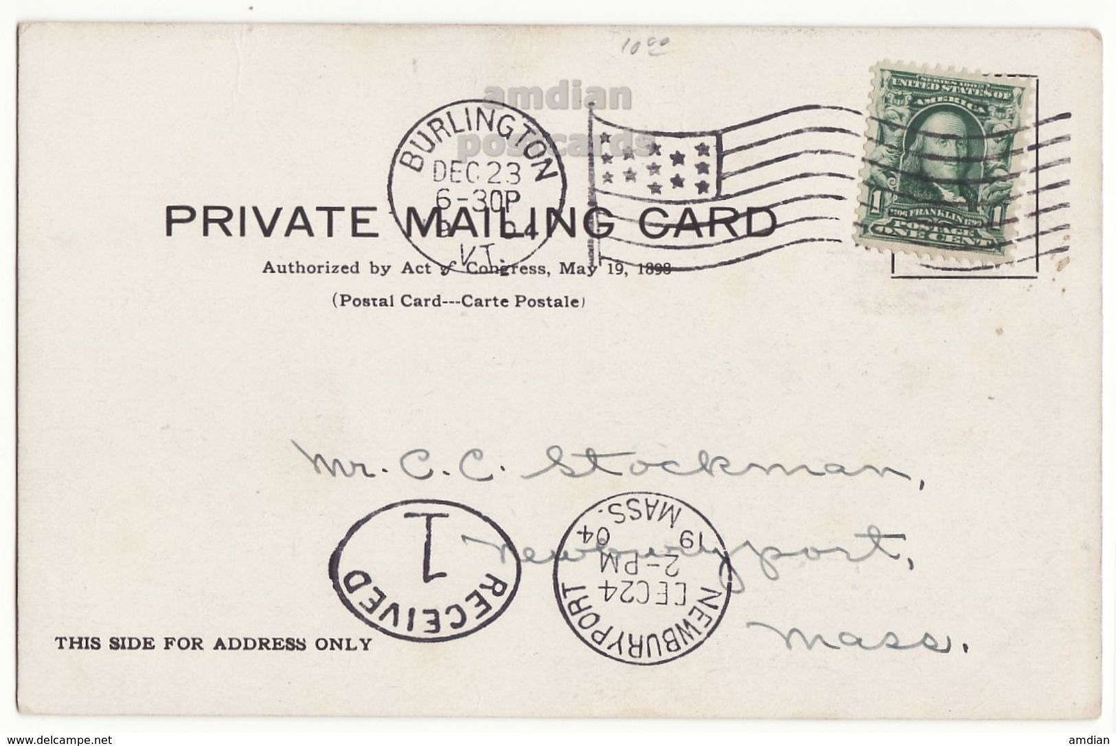 Burlington VT,  Oak Ledge 1904 Private Mailing Card UDB Vintage Old Vermont Postcard M8504 - Burlington
