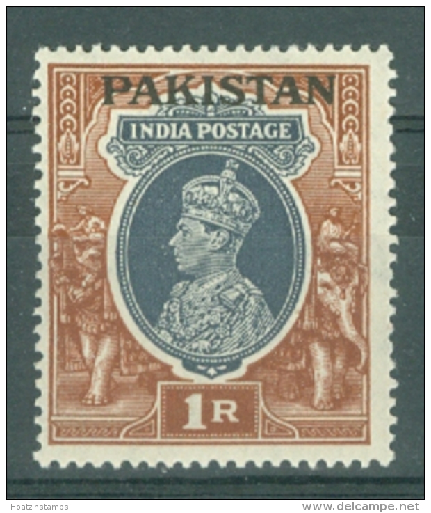 Pakistan: 1947   KGVI 'Pakistan' OVPT    SG14    1R     MH - Pakistan