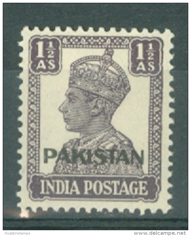 Pakistan: 1947   KGVI 'Pakistan' OVPT    SG5    1&frac12;a     MH - Pakistan