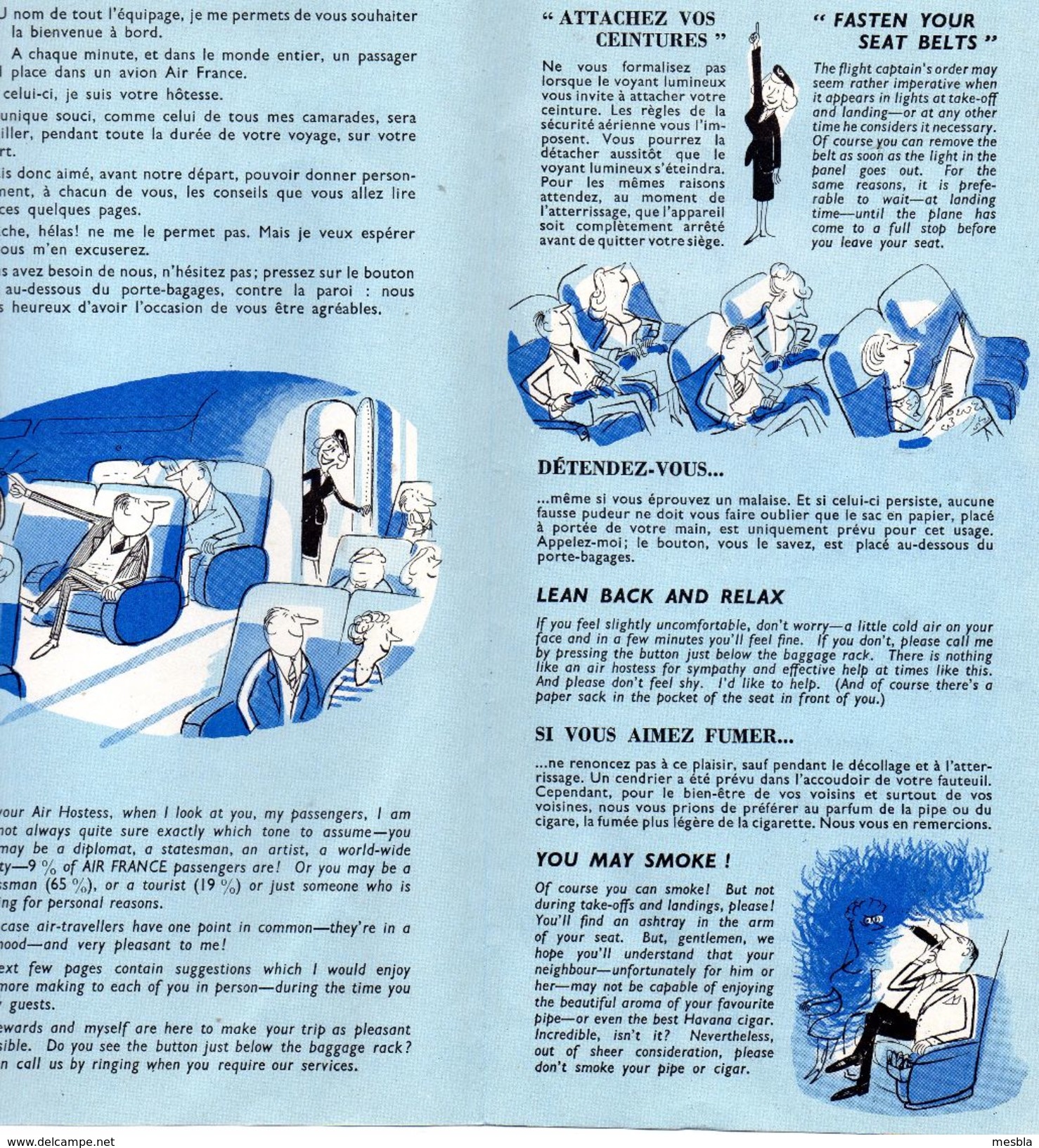 PUBLICITE   AIR  FRANCE -  L' Art De Faire Un Bon Voyage - How To Enjoy Your Flight - Dépliant Illustré Par Sempé - 1959 - Advertisements