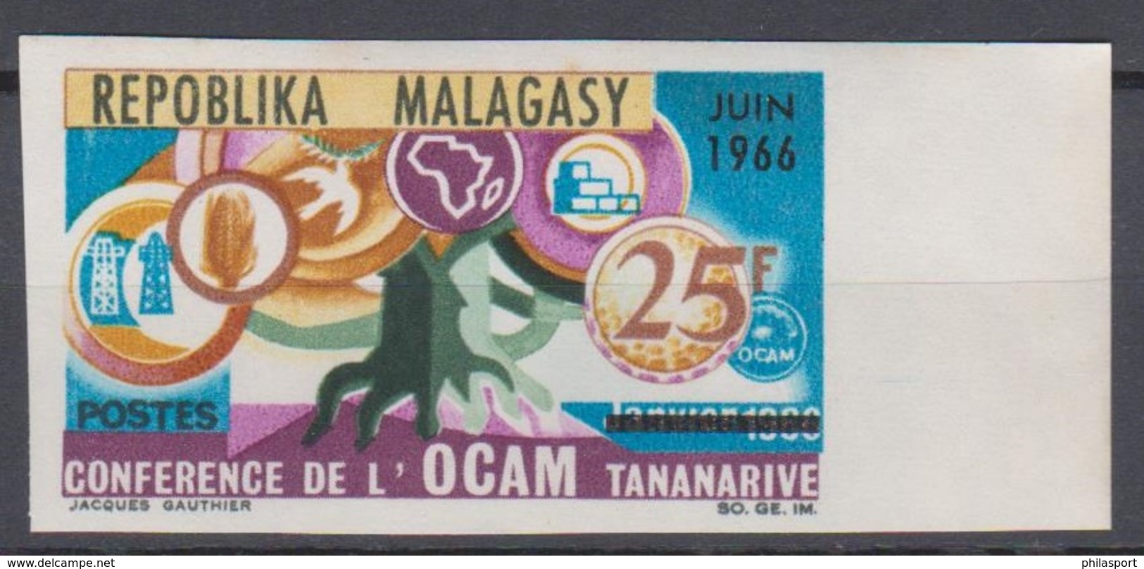 Madagascar 1966  N° 424  OCAM  Imperf MNH - Madagascar (1960-...)