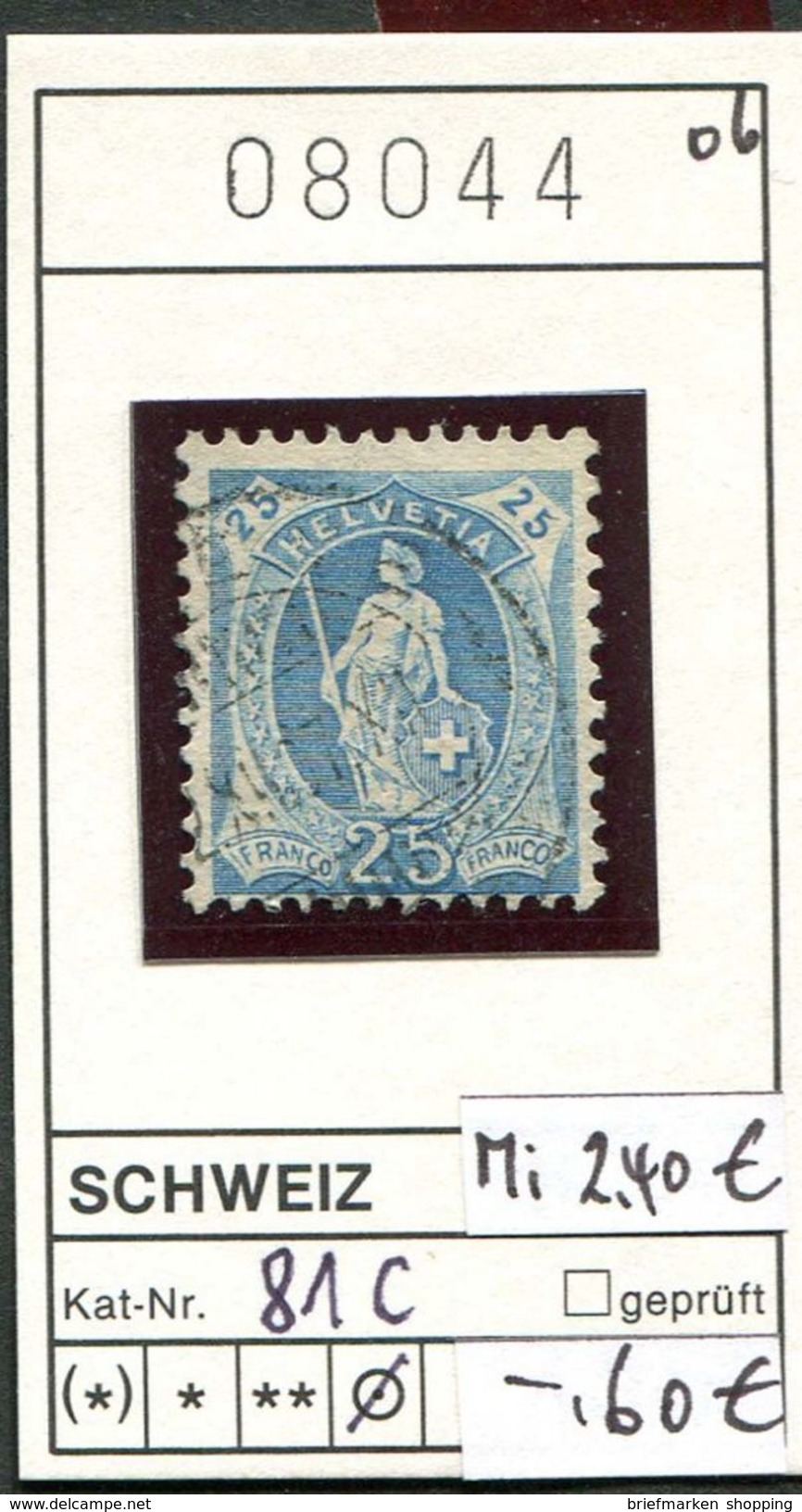 Schweiz - Suisse - Svizzera - Switzerland - Michel 81C -oo Oblit. Used Gebruikt - Gebraucht