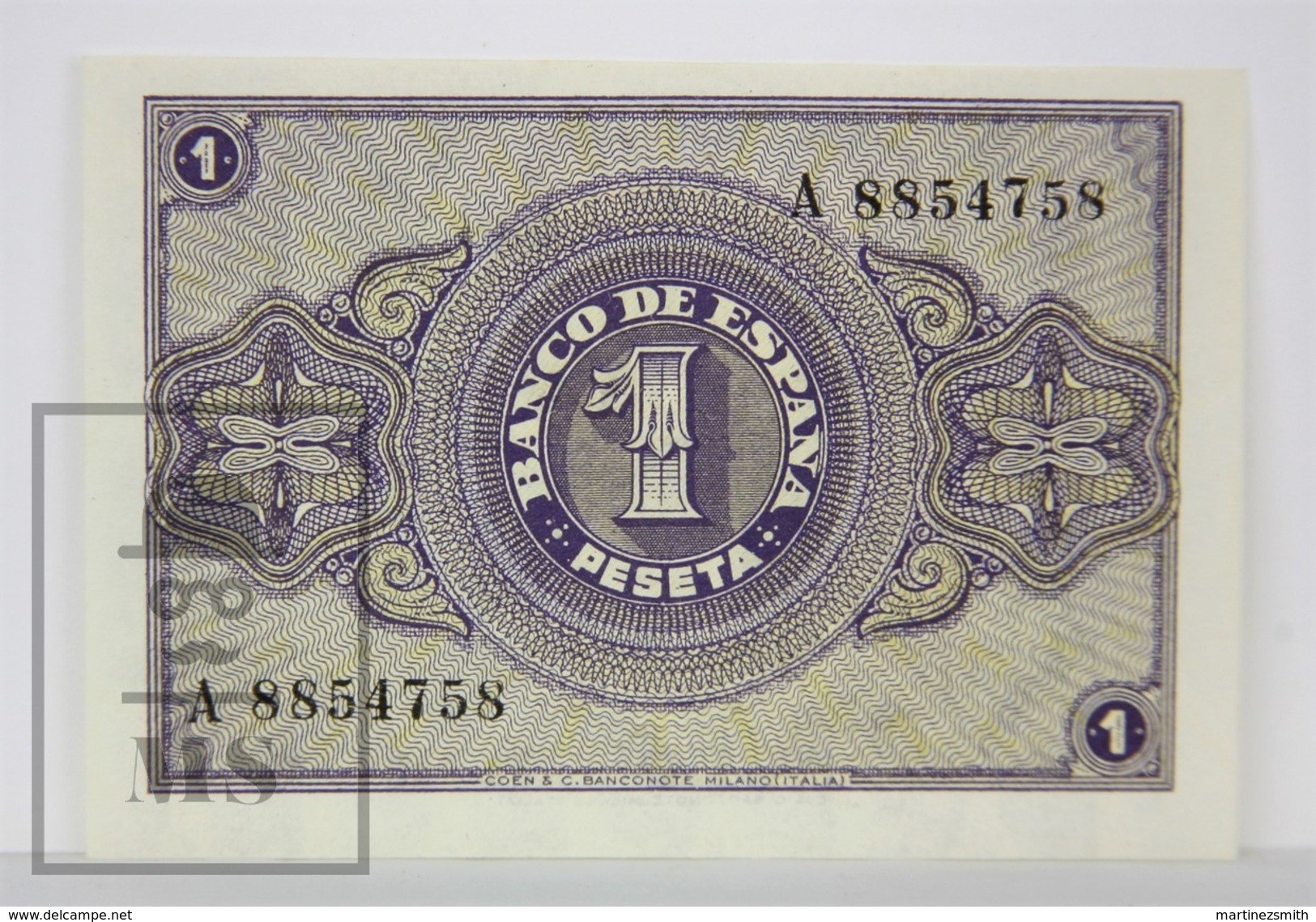 Spain/ España 1 Pesetas/ Ptas Spanish Banknote - Issued 1938, A Series - UNC Quality - 1-2 Pesetas