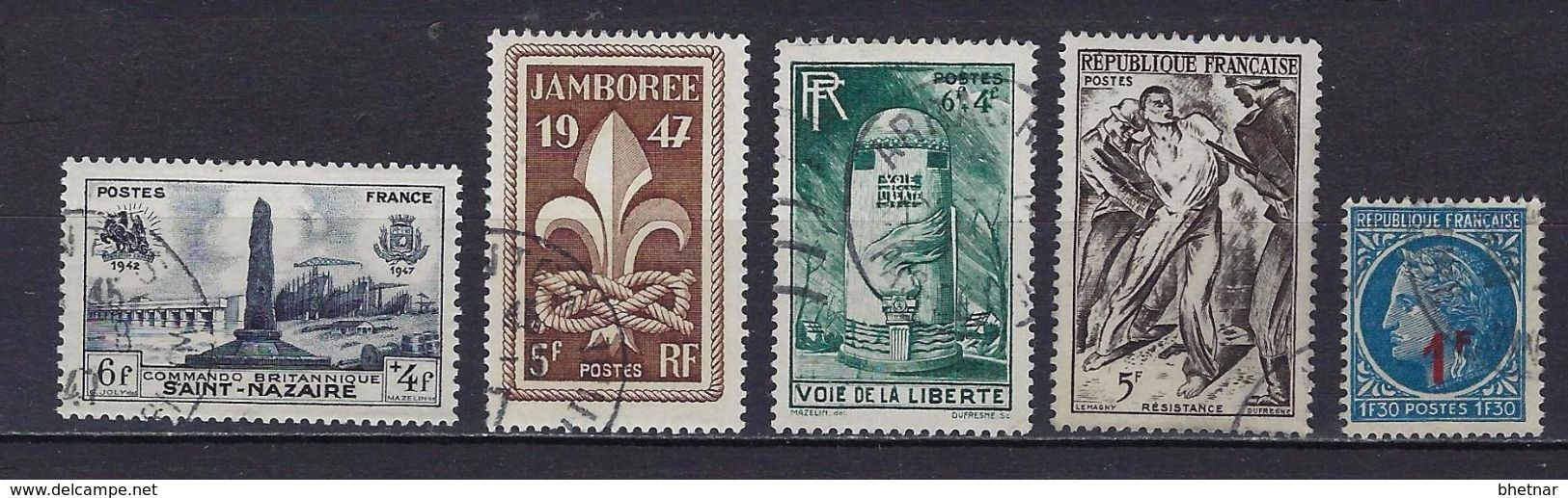 FR YT 786 à 788 790 791 " 5 TP De L'année " 1947 Oblitéré - Gebraucht