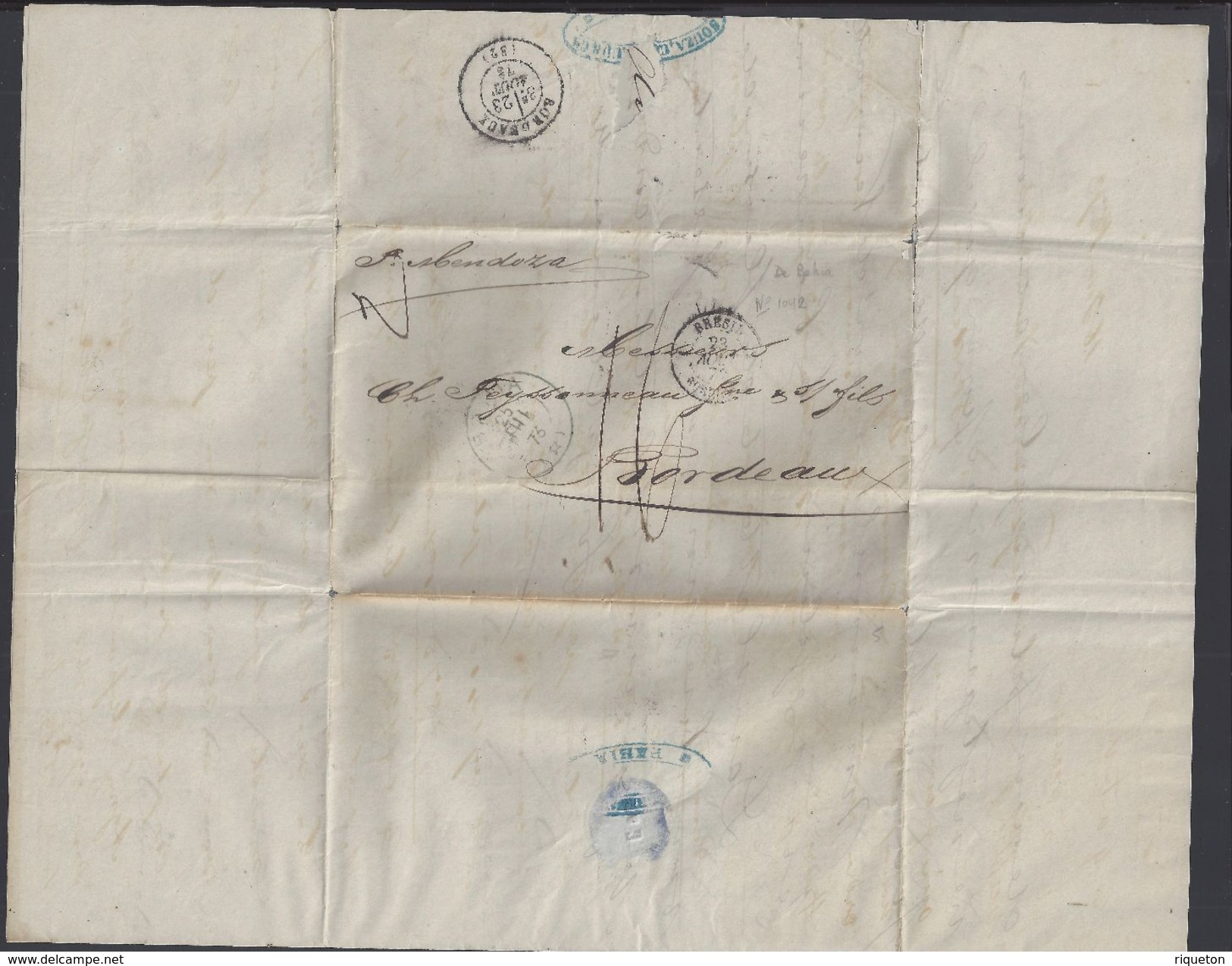 BRESIL - Lettre De Bahia En Port Dû, Du 25 Juillet 1873, Pour Bordeaux, Taxe Manuscrite 16 Décimes - B/TB - - Storia Postale