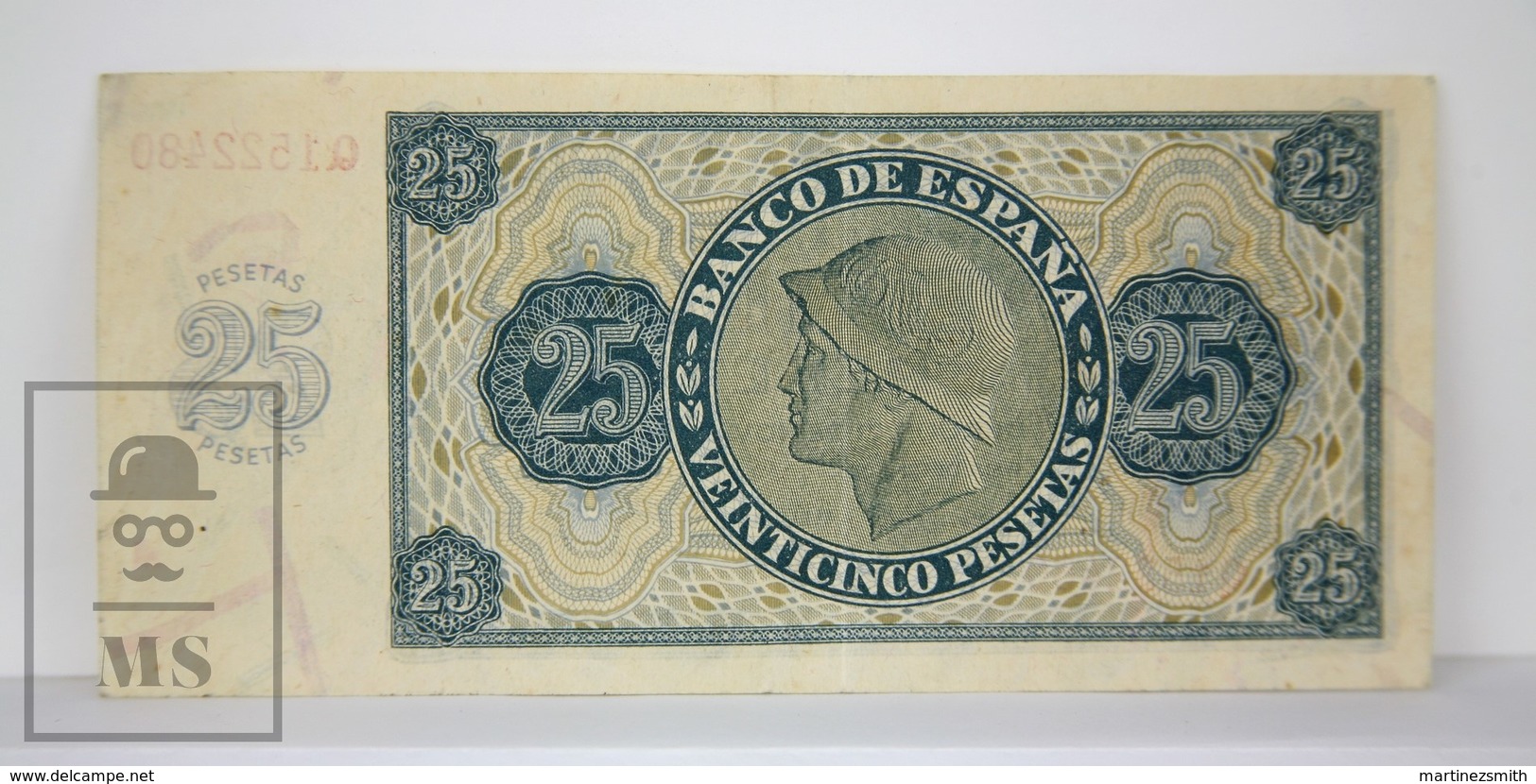 Spain/ España 25 Pesetas/ Ptas Spanish Banknote - Issued 1936, A Series - EF Quality - 25 Pesetas