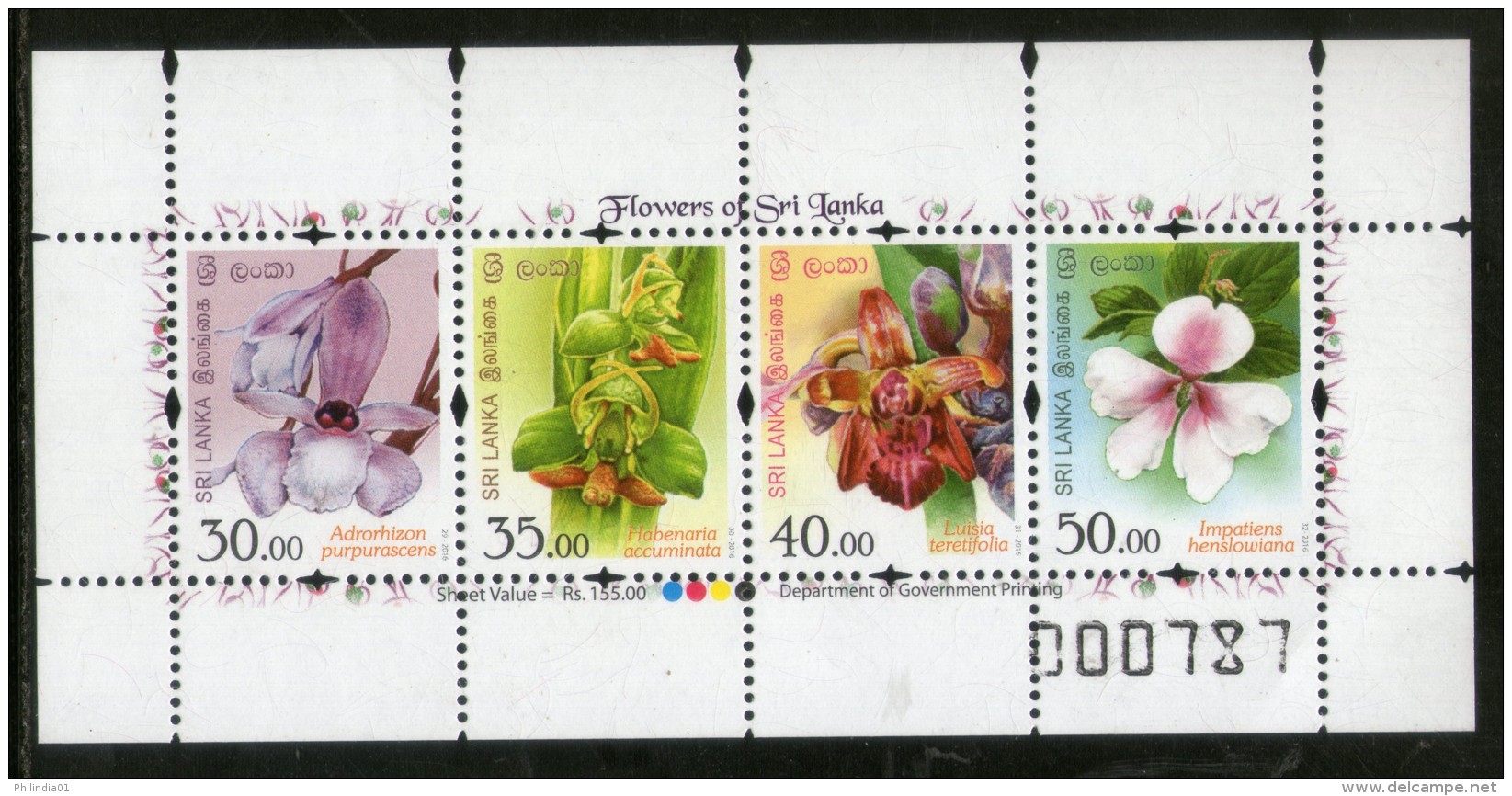 Sri Lanka 2016 Orchids Flowers Flora Tree Plant M/s MNH # 1397 - Orchideen