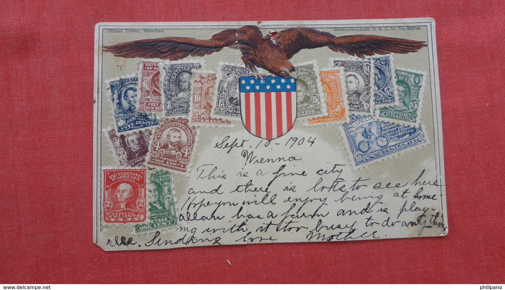 As Is Poor Condition --US Stamp Card  Heavy Center Crease  Hole Top Center   Ref 2689 - Stamps (pictures)