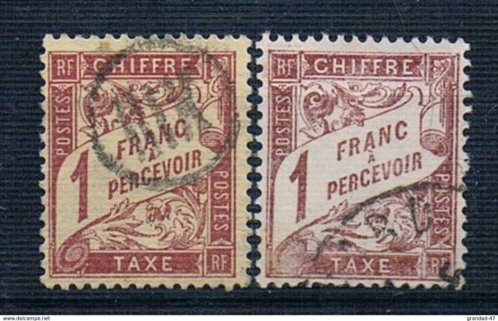 1893 - 1935 1F Timbre Taxe Yv 40 & 40A - 1859-1959 Afgestempeld
