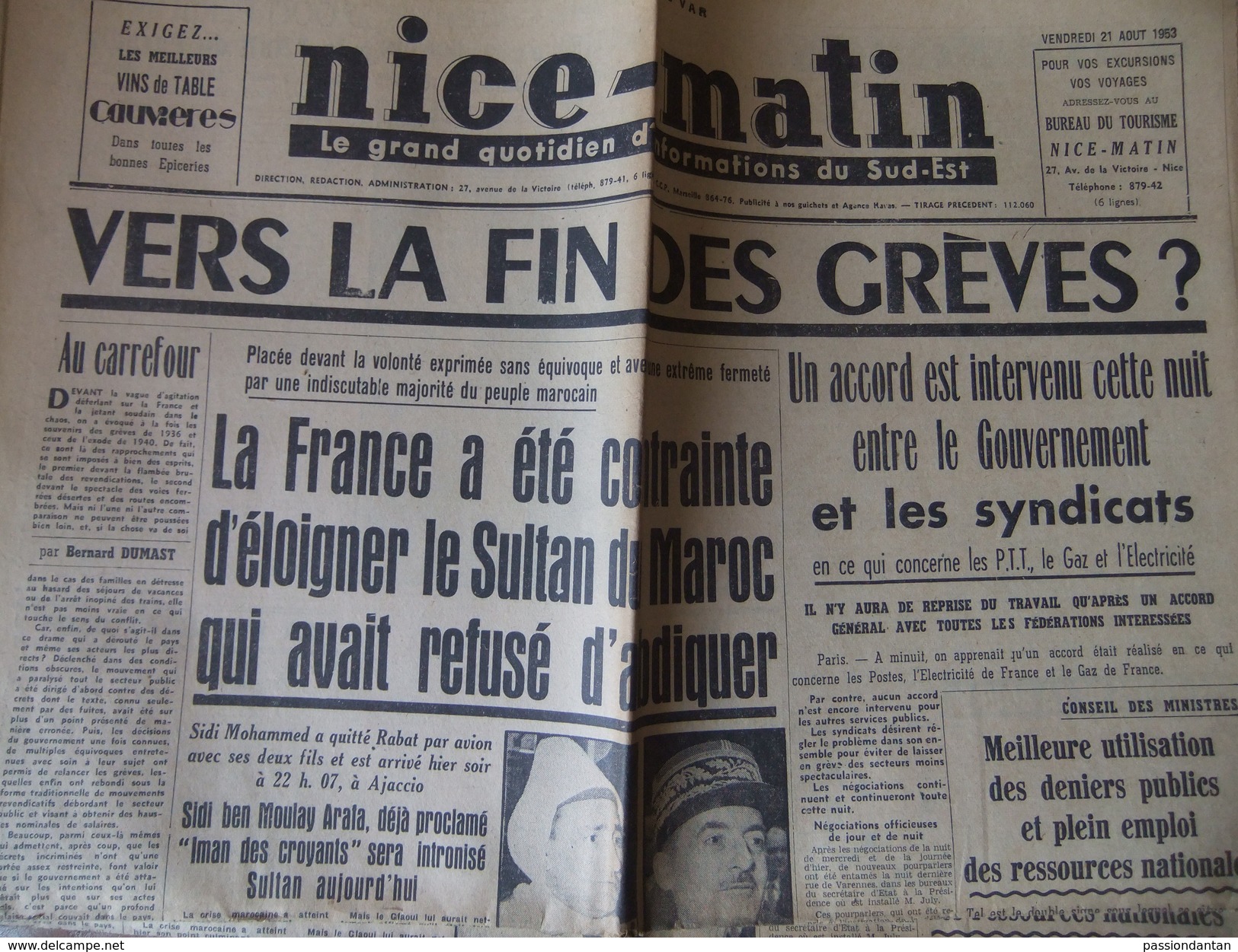 Quotidien Nice Matin - Édition Du Var - N° 2733 - Vendredi 21 Août 1953 - 1950 à Nos Jours