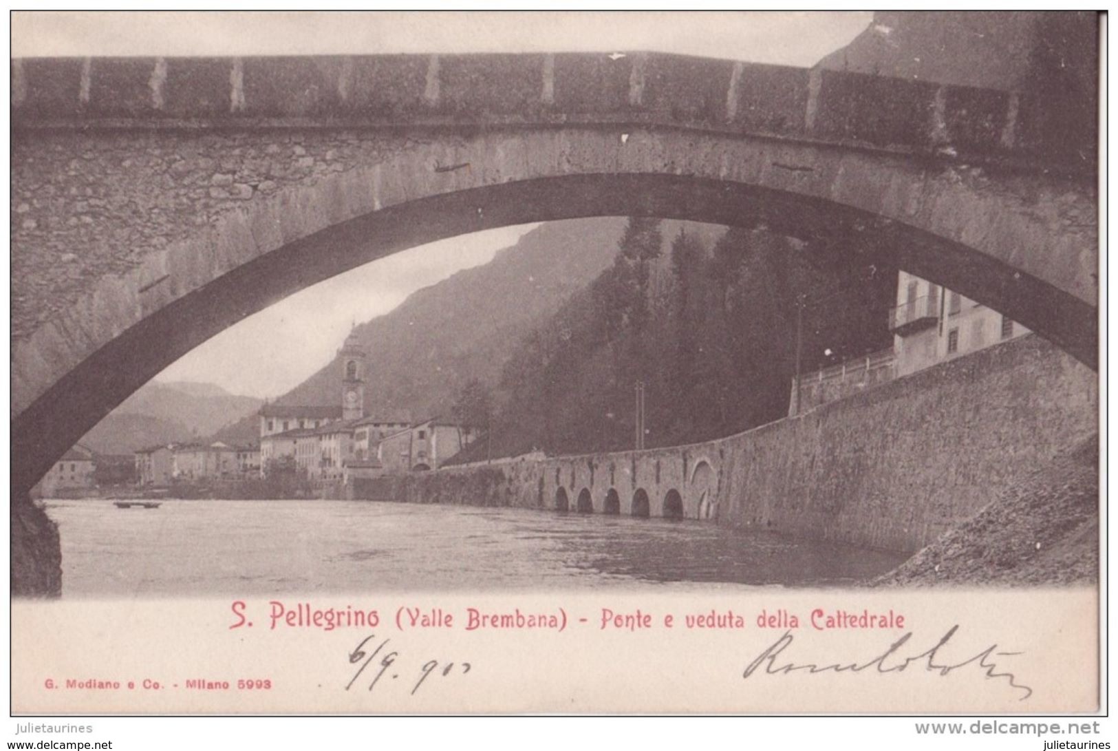 SAINT PELLEGRINO VALLE BREMBANA PONTE VEDUTA DELLA CATTEDRALE 1900 CPA BON ÉTAT - Otros & Sin Clasificación