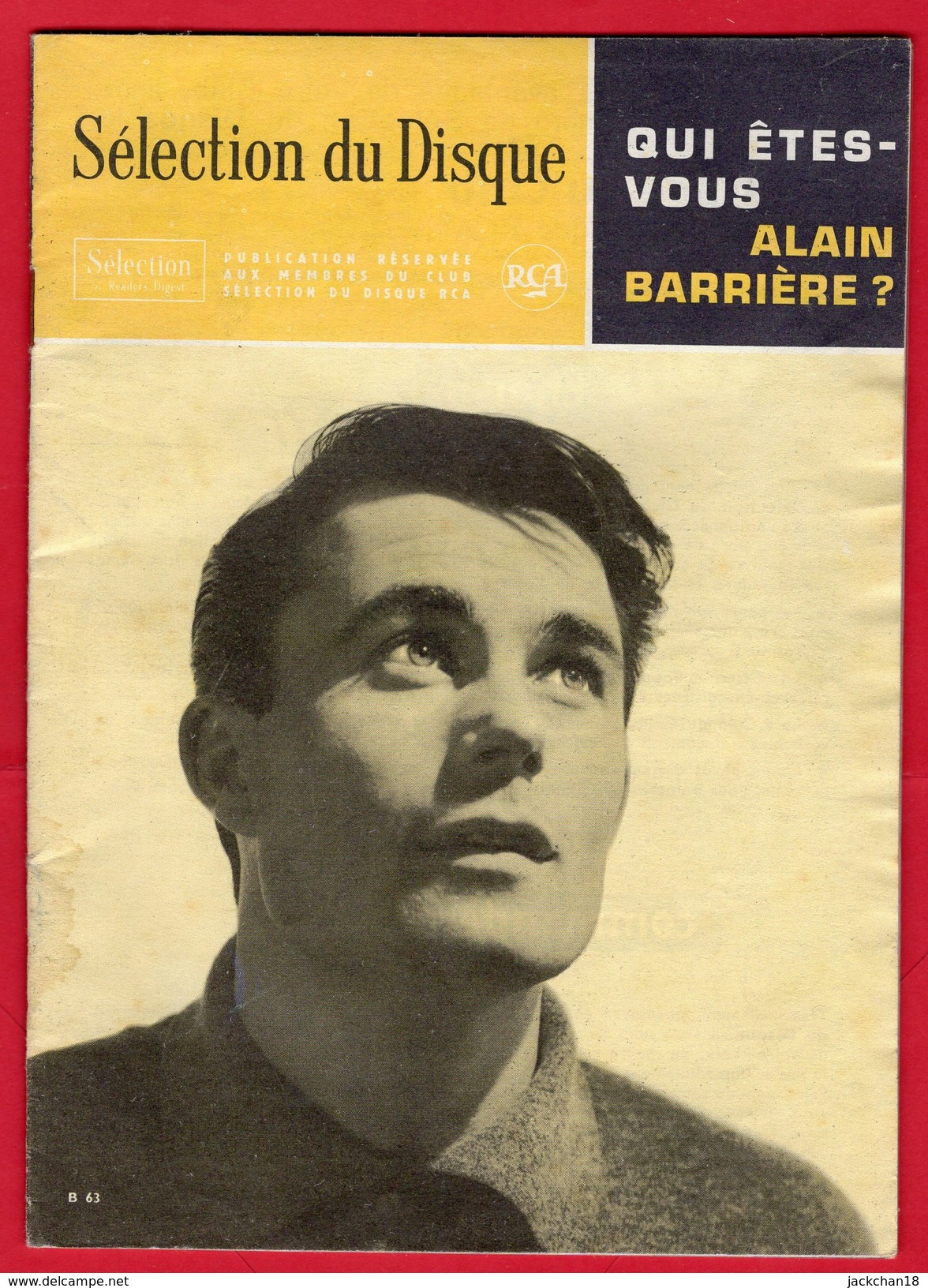 -- SELECTION DU DISQUE - FASCICULE 26 PAGES - QUI ÊTES- VOUS ALAIN BARRIERE ? -- - Publicités