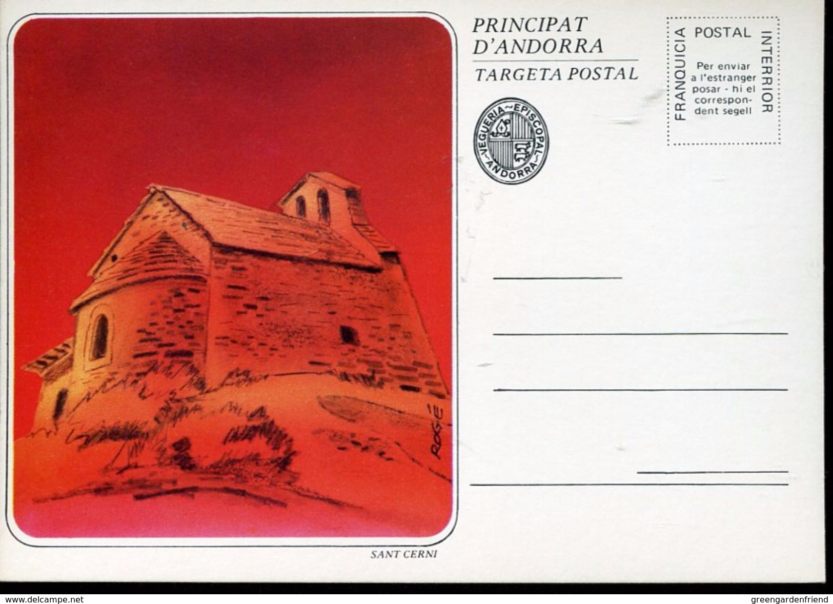 25691 Andorra Spain, Stationery Card  Showing The Church Of  Sant  Cerni - Briefe U. Dokumente