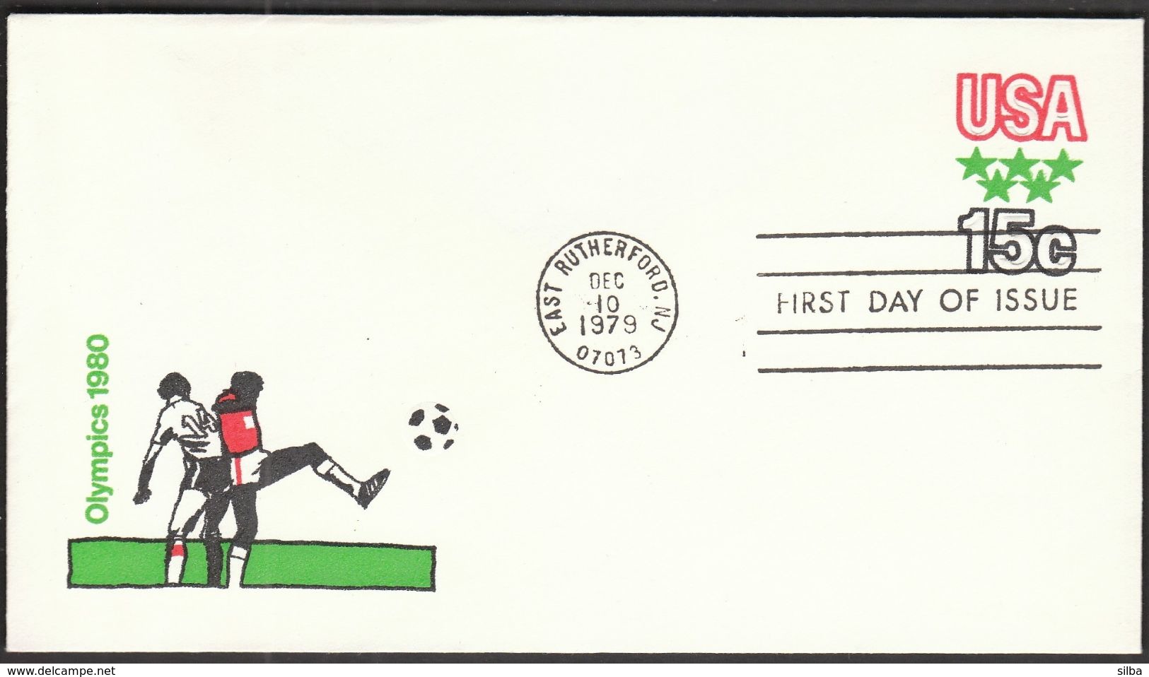 United States USA East Rutherford 1979 / Olympic Games Moscow / Olympics 1980 / Postal Stationery 15c / Football - Sommer 1980: Moskau