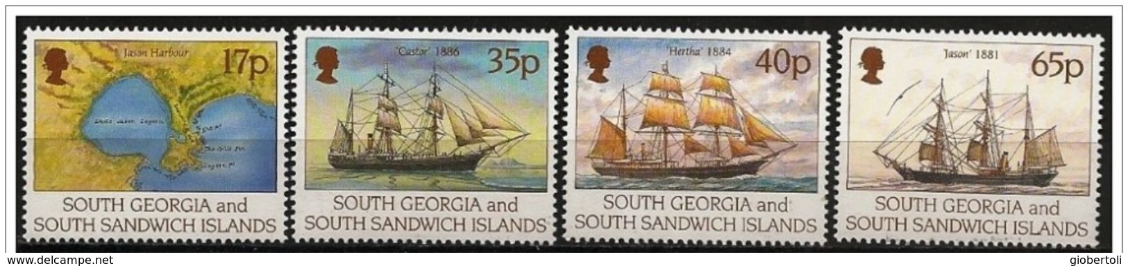 Georgia Del Sud/South Georgia/Géorgie Du Sud: C.A. Larsen, Veliero, Sailing Ship, Voilier, Mappa, Map, Carte - Esploratori E Celebrità Polari