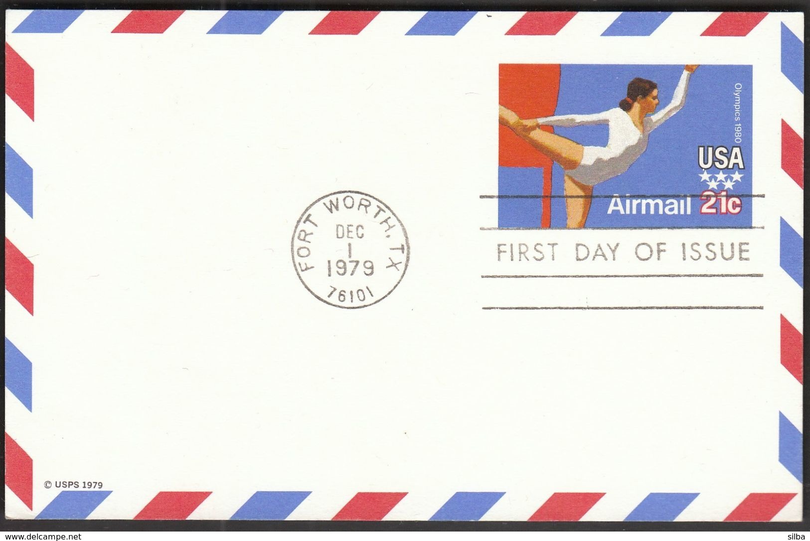 USA United States Fort Worth 1979 / Postal Stationery 21 Cents / Olympic Games Moscow / Olympics 1980 / Gymnastics - Sommer 1980: Moskau
