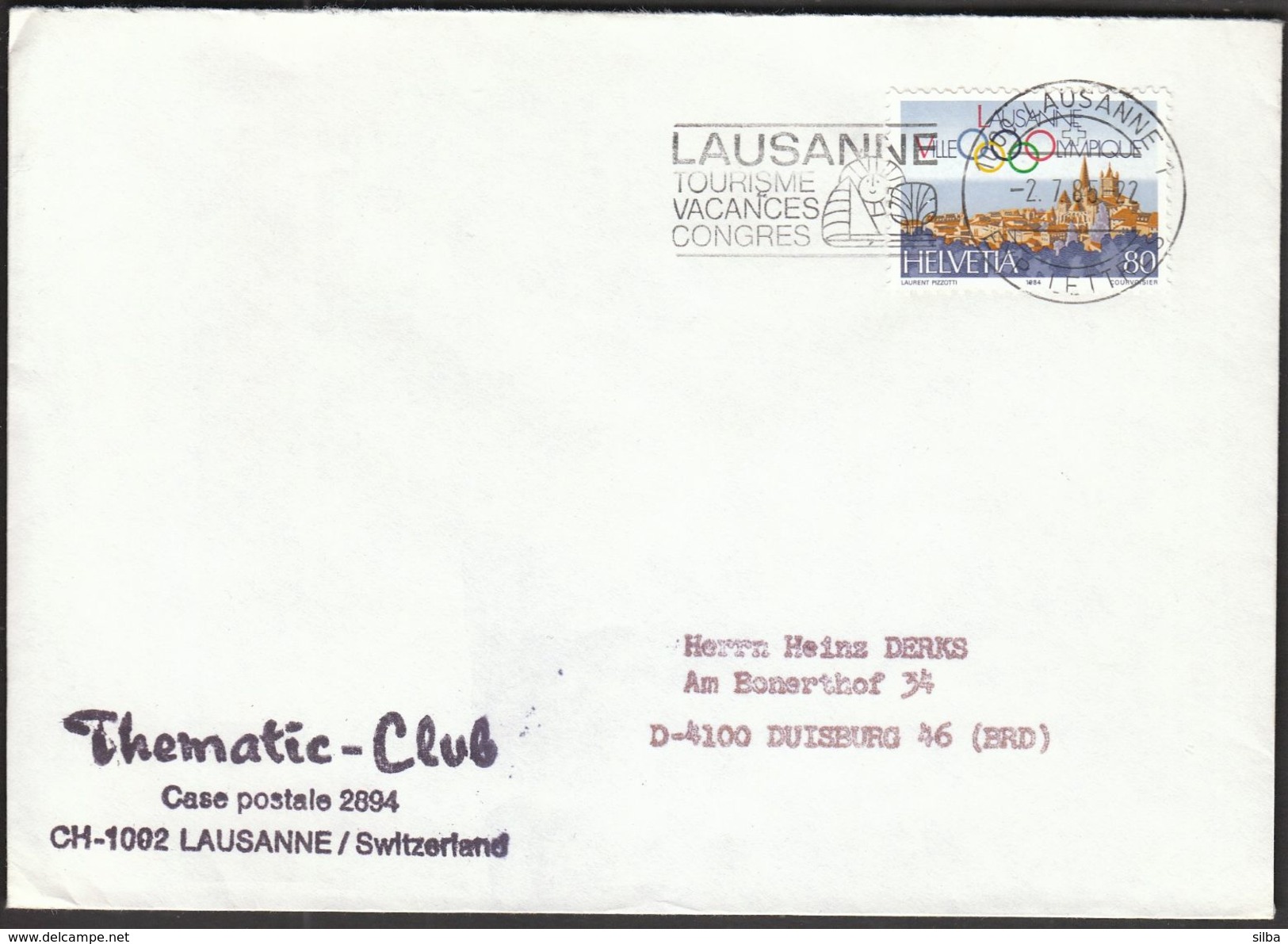 Switzerland Lausanne 1985 / Tourism Congresse / Sailing / Machine Stamp / Olympic Town - Other & Unclassified