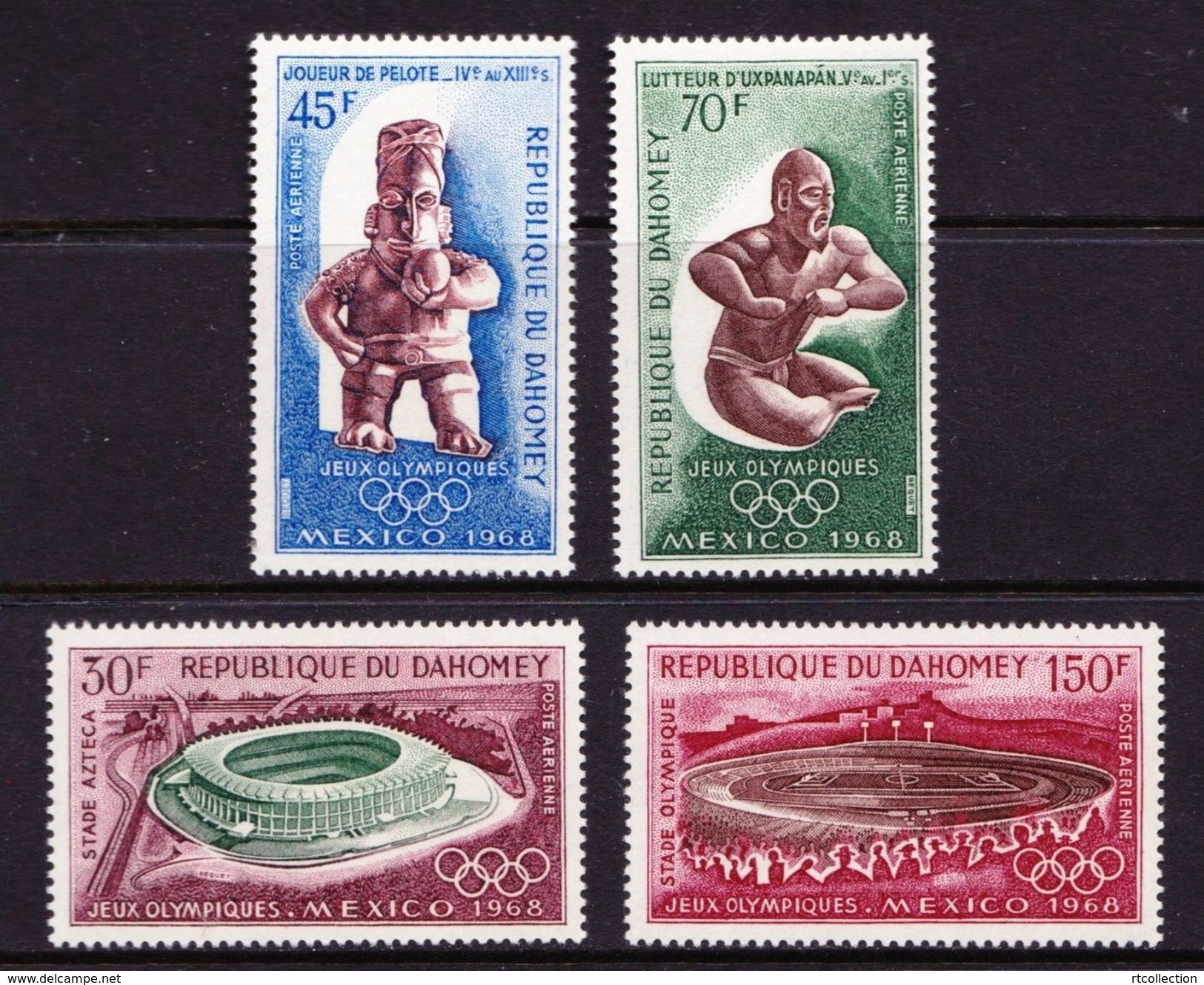 Benin Dahomey 1968 Olympic Games Mexico City Stadium Sculpture Art Sports Architecture Stamps MNH SC C85-C88 Mi 360-363 - Zomer 1968: Mexico-City