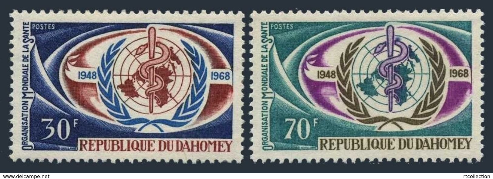 Benin Dahomey 1968 20th Anniv WHO Medical Welfare World Health Organizations Medicine Stamps MNH SC 250-251 Mi 342-343 - WHO