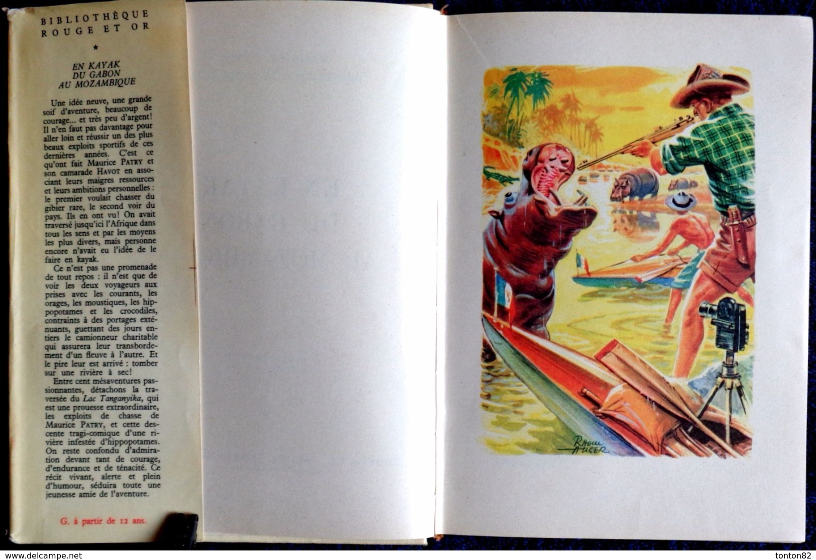 Maurice Patry - En Kayak Du Gabon Au Mozambique  - Bibliothèque Rouge Et Or Souveraine - ( 1955 ) . - Bibliothèque Rouge Et Or