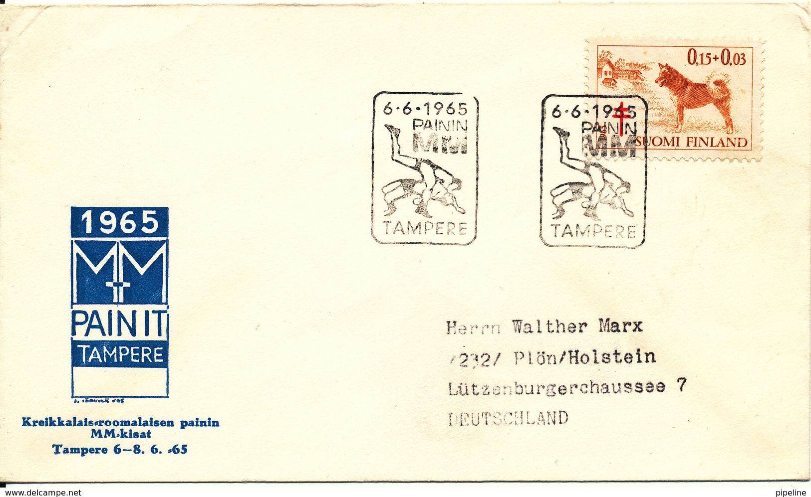 Finland Cover Tampere 6-6-1965 With Special Cachet And Postmark Single Franked TB Stamp - Briefe U. Dokumente