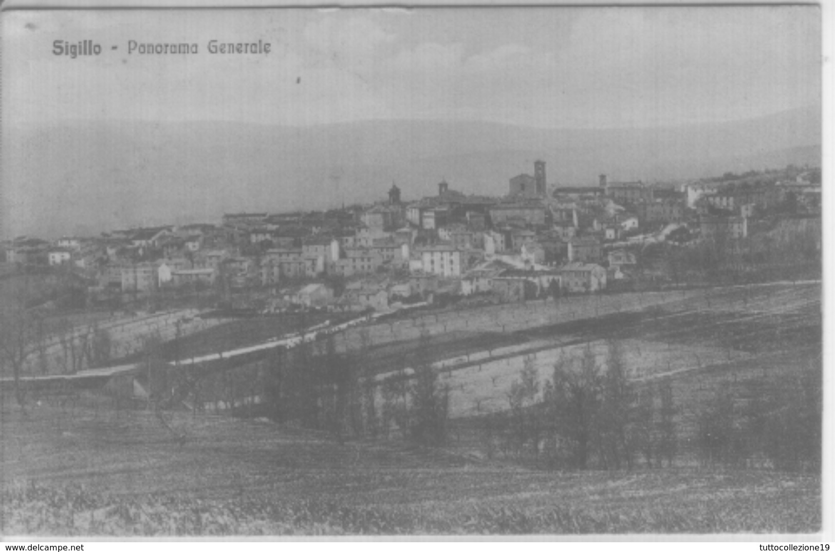 VENDO N.1 CARTOLINA DI SIGILLO(PG)PANORAMA GENERALE,FORMATO PICCOLO VIAGGIATA NEL 1912 CON FRANCOBOLLO - Perugia