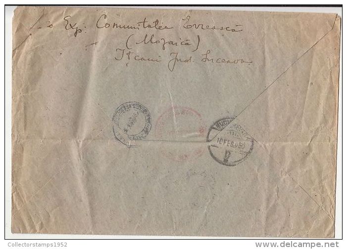 5909FM- REPUBLIC COAT OF ARMS, STAMPS ON REGISTERED COVER, 1950, ROMANIA - Covers & Documents