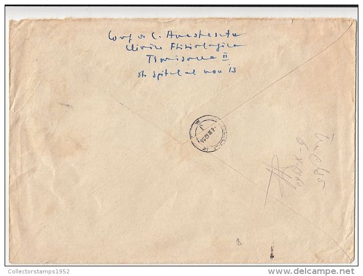 5910FM- FIRST ROMANIAN STAMP CENTENARY, BULL'S HEAD, STAMPS ON REGISTERED COVER, 1960, ROMANIA - Brieven En Documenten