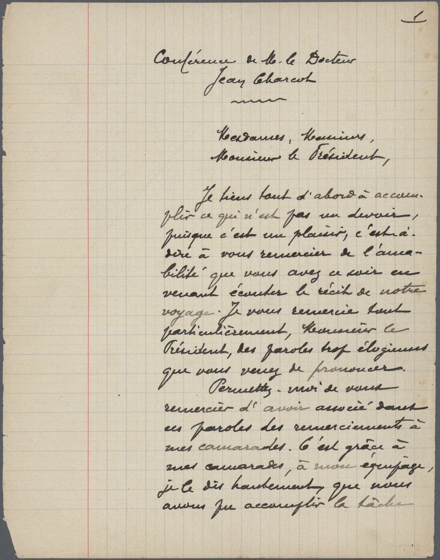 Br Thematik: Antarktis / Antarctic: 1905, Jean-Baptiste Charcot, French Polar Explorer, Manuscript Dictated By Him, Writ - Altri & Non Classificati