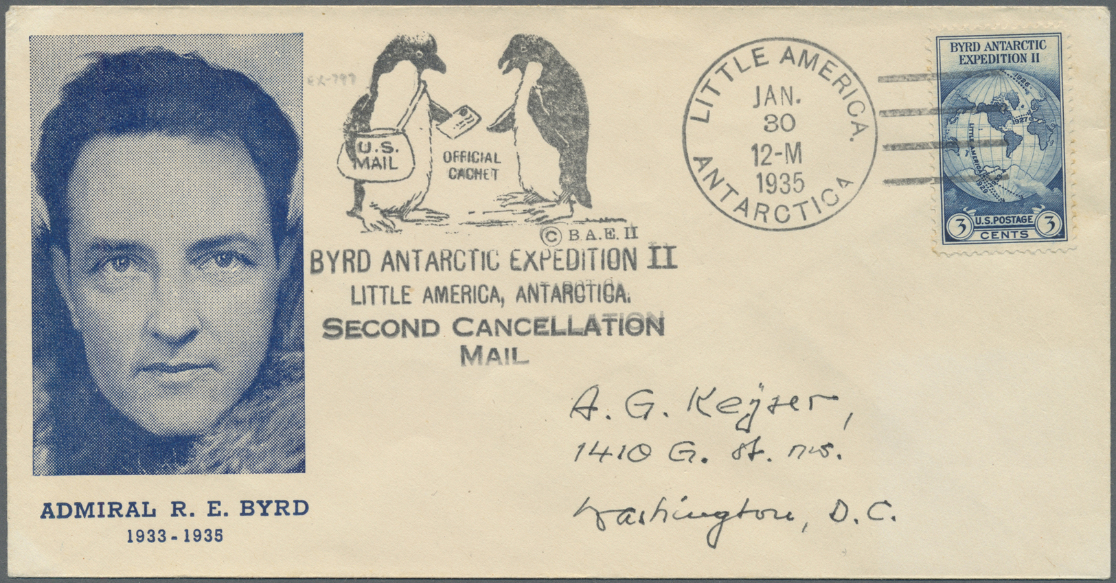 Br Thematik: Antarktis / Antarctic: Richard E. Byrd-Expedition II: 1935, Flight Cover From "LITTLE AMERIA ANTARCTICA JAN - Autres & Non Classés