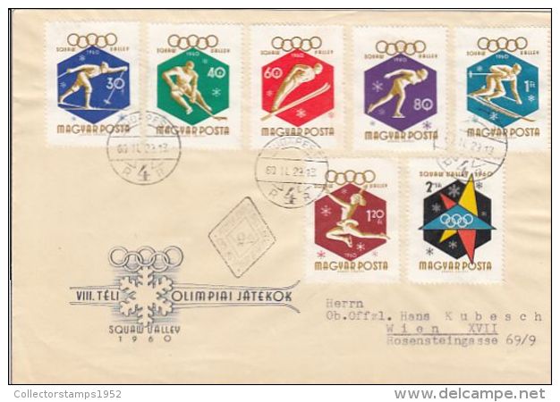 5942FM- SQUAW VALLEY'60 WINTER OLYMPIC GAMES, COVER FDC, 1960, HUNGARY - Hiver 1960: Squaw Valley