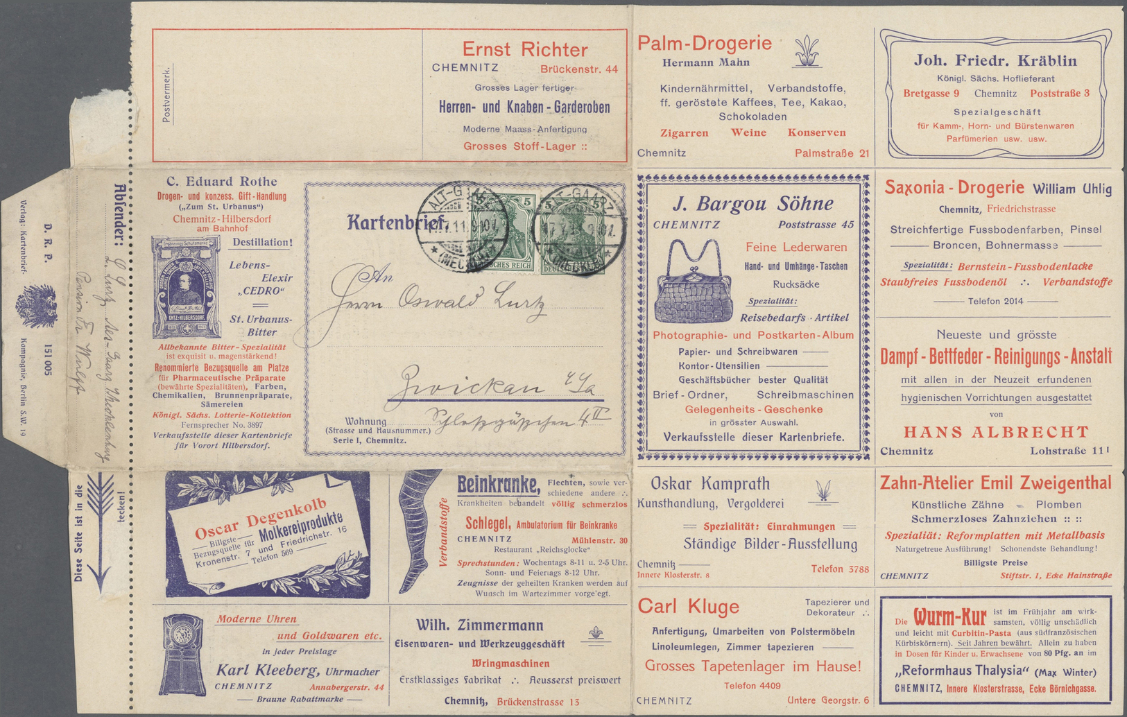 GA Thematik: Anzeigenganzsachen / Advertising Postal Stationery: 1911, Dt. Reich. Privat-Anzeigen-Kartenbrief 5 Pf Germa - Non Classés
